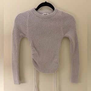 Princess Polly Light Gray Knit Top Ruched Sides Feminine Coquette Girlhoodcore